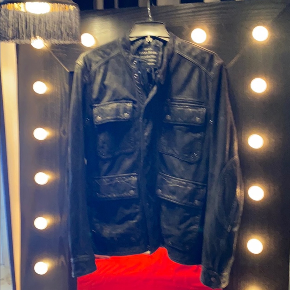 Black sued/leather biker jacket